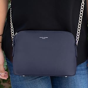 David Jones – Bolso bandolera para mujer – Bolso de mano con cadena plateada para llevar al hombro