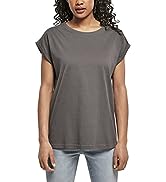 URBAN CLASSICS Camiseta básica mujer de manga corta, cuello redondo, de algodón hombros caídos, c...